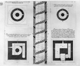 Verticale doorsnede van de Trajanuszuil, met zes planten op vers