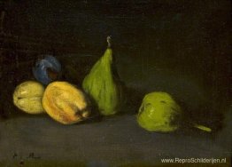 Stilleven met fruit, vijgen en abrikozen