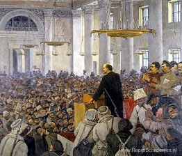 De eerste toespraak van Vladimir Lenin in het Smolny. Late versi