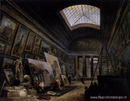 Denkbeeldig zicht op de Grande Galerie in het Louvre