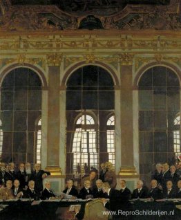 De ondertekening van de vrede in de Spiegelzaal, Versailles, 28