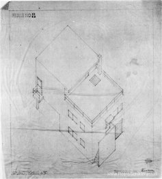 Axonometrische tekening van het huis in Meudon