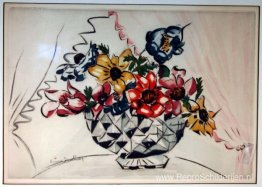 Pot met bloemen (lithografie met Jacques Villon)