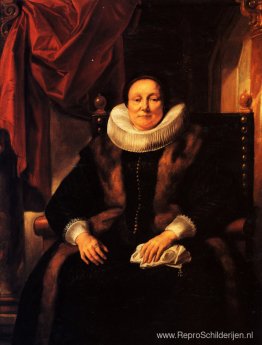 Portret van een dame zittend in een stoel