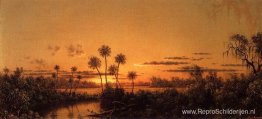 Florida River Scene: vroege avond, na zonsondergang