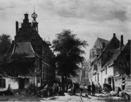 Het stadhuis en de markt in Naarden