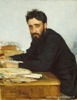 Portret van schrijver Vsevolod Mikhailovich Garshin