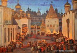 Michail Fjodorovitch-kroning in 1613. Sobornaya-plein. Kremlin v