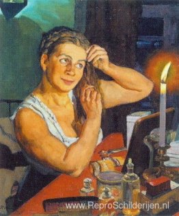 Nacht. Portret van de vrouw van de kunstenaar Klavdiya Yuon