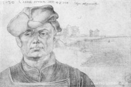 Portret van Caspartoren en een rivierlandschap