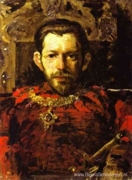 Portret van S. Mamontov in een theaterkostuum