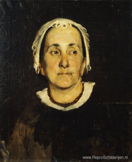 Portret van een dame met een witte pet