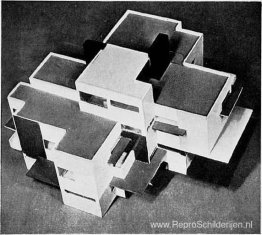 Woonhuis, model, gezien vanuit het westen