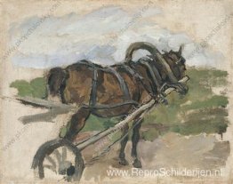 Het paard in harnas. Schets voor schilderij 'De terugkeer van de