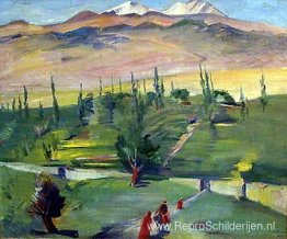 Landschap met uitzicht op de berg Ararat