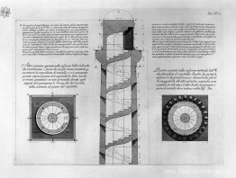 Verticale doorsnede van de Trajanuszuil, met zes planten op vers