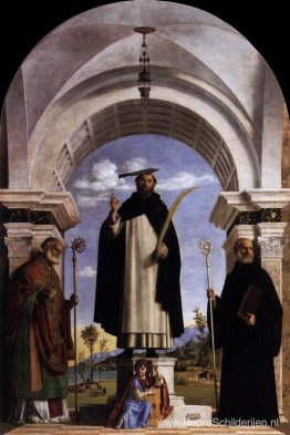 St. Peter Martyr met St. Nicolaas van Bari, St. Benedictus en ee