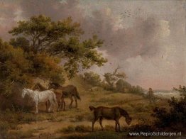 Landschap met vier paarden