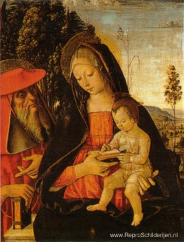 Madonna met Schrijvend Kind en St. Jerome