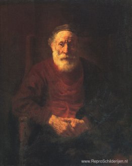 Portret van een oude man in het rood