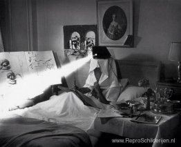 Salvador Dalí in bed