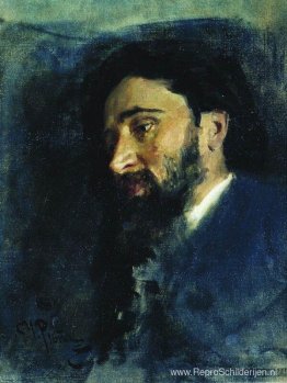 Portret van schrijver Vsevolod Mikhailovich Garshin. Studie.