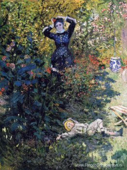 Camille en Jean Monet in de tuin van Argenteuil