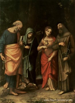 Vier Heiligen (van links St. Peter, St. Martha, St. Maria Magdal