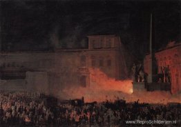 Politieke demonstratie in Rome in 1846