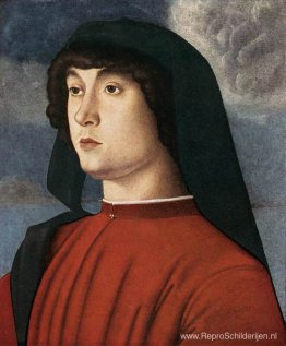 Portret van een jonge man in het rood