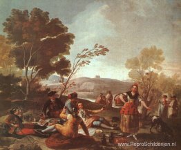 Picknick aan de oevers van de Manzanares