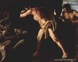 Hercules vecht met de Hydra van Lerna