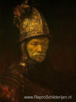 Portret van een man met een gouden helm