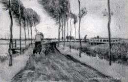 Landschap met lopende vrouw