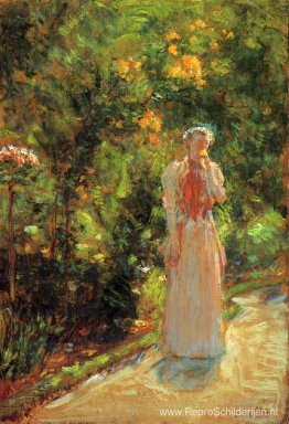 Mevrouw Hassam in de tuin