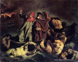 De bark van Dante (kopie naar Delacroix)