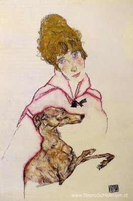 Vrouw met windhond (Edith Schiele)