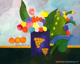 Vaas Met Bloemen En Fruit