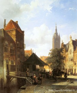 Springer Cornelis Figuren In Een Straat In Delft