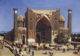 Shir Dor madrasah op het Registan-plein in Samarkand