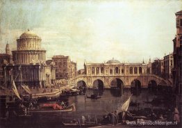 Capriccio: het Canal Grande, met een denkbeeldige Rialtobrug en