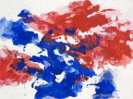 Rood & Blauw' - abstract aquarel op papier - nr. G622