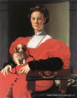 Portret van een dame met een puppy