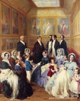 Koningin Victoria en Prins Albert met de familie van koning Loui