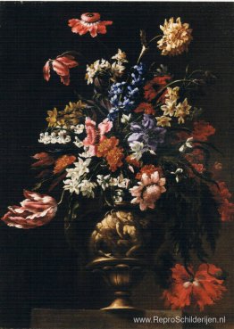 Stilleven met een vaas met bloemen