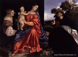 Madonna en Kind met Sts Catherine en Dominic en een donor