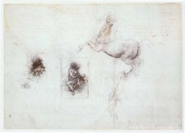 Studies van Leda en een paard