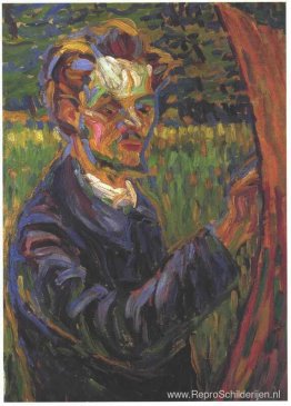 Portret van Erich Heckel bij de ezel