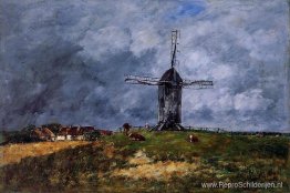 Cayeux, windmolen op het platteland, ochtend