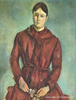 Portret van Madame Cezanne in een rode jurk